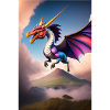 Drache überfliegt Fantasylandschaft