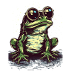 Cool green frog with sunglasses