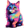 Verträumte bunte Katze