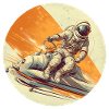 Astronaut riding space vehicle