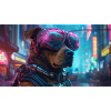 American Bulldog in cyberpunk style