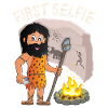 Neanderthal divertente, primo selfie, detto, gioco di parole