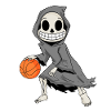 Grim Reaper joue au basket-ball