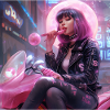 Bubblegum Girl - Cyberpunk Popart Bikergirl