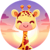 Cute sleeping giraffe in sunset