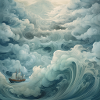Alone on the cloudy waves
