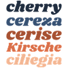 "Cherry" - lettering in 5 languages