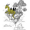Dragon in flowering rock