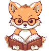 Cute fox reading a book