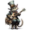 Chitarra che suona gatto steampunk