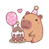 Cute Capybara Rainbow Birthday Cake And Balloon