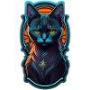 Black kitten and neon light