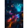 A Neon-Lit Cityscpe