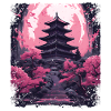 Kirschblüten-Sakura-Baum in einer Tempel-Dampfwelle