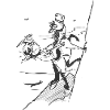 Cliff ascent — graphic silhouette