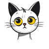 Cute sad cartoon cat