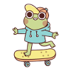 Cute Frog On Skateboard