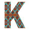Buchstabe K- Boho-Design, buntes Monogramm