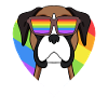 Regenbogen - Hund Deutscher Boxer mit Brille