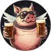 Flying pig with beer