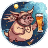 Pig with wings and beer