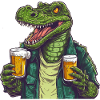 , cool alligator with beer