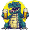 Cool crocodile with beer