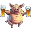 Funny fat pig with beer