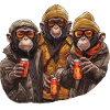 Coole Schimpansen Gang mit Bier