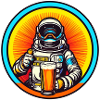 Cooler Astronaut mit Bier