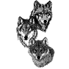 Three wolf heads in grey