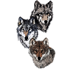Three abstract wolf heads