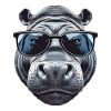 Hippo face with sunglasses