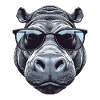 Hippo face with sunglasses