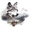 Wolf with mountains