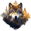 Wolf with mountains