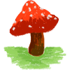 Red mushroom on T-shirt