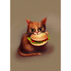 Katze frisst Burger