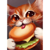 Katze frisst Burger