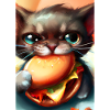 Katze frisst Burger