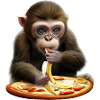 Monkey enjoys banana pizza