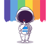 Astronaute Rainbow Heart