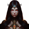 Woman with red-hot eyes
