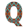 Buchstabe Q - Boho-Design, buntes Monogramm
