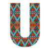 Buchstabe U-Boho-Design, Buntes Monogramm
