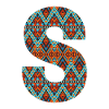 Buchstabe S- Boho-Design, Buntes Monogramm