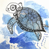 Tortue Monocle Illustration Aquarelle