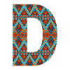 Buchstabe D- Boho-Design, Buntes Monogramm