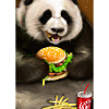 Panda isst Fast Food