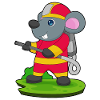 Mouse Firefighter Fire Hose